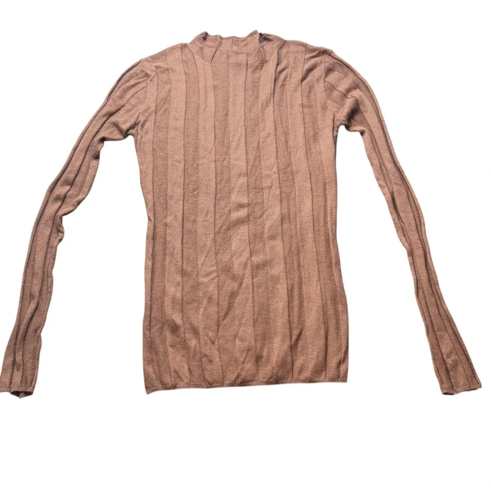 MNG Basics 100% Cashmere Ribbed Long Sleeve Sweater Size XS Cozycore Minimalist‎